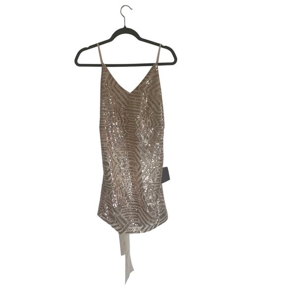 Lulus Women's M Champagne Sequin Asymmetrical Cami  Elegant Party Dress - Picture 1 of 14